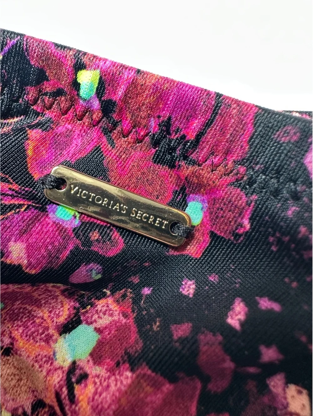 Victoria's Secret Floral Strapless Bikini Set Size 36C Large Bottoms